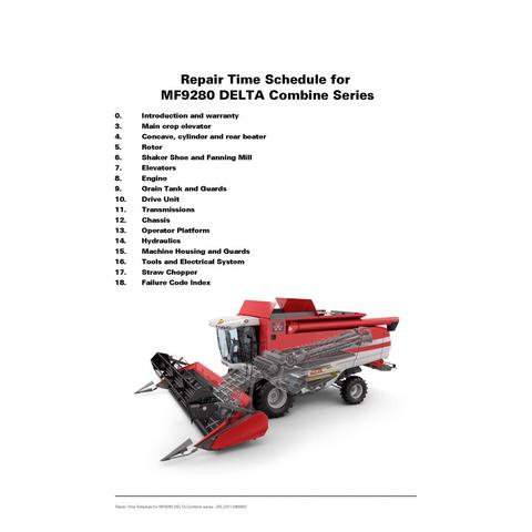 Service Manual - Massey Ferguson MF DELTA 9280 Combine Harvester Download