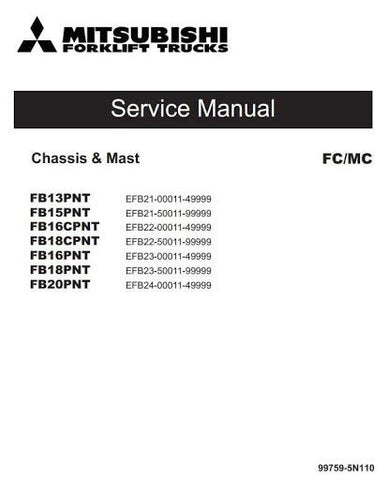 Service Manual - Mitsubishi FB13PNT, FB15PNT, FB16(C)PNT, FB18(C)PNT, FB20PNT Electric Forklift Truck Download