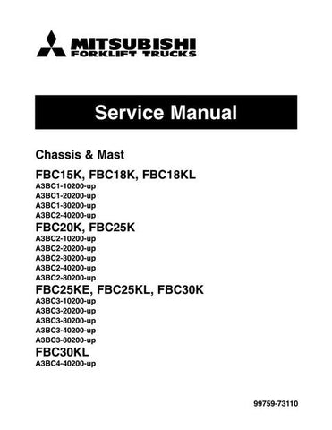 Service Manual - Mitsubishi FBC15K, FBC18K(L), FBC20K, FBC25K(E,L), FBC30K(L) Electric Forklift Truck Download