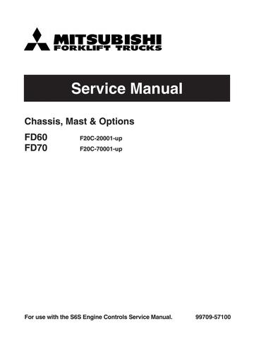 Service Manual - Mitsubishi FD60 (SN.20001-up), FD70 (SN.70001-up) Diesel Forklift Truck Download