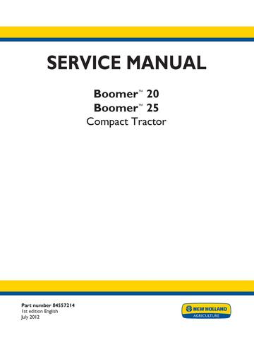 Service Manual - New Holland 20 25 Compact Tractor 84557214