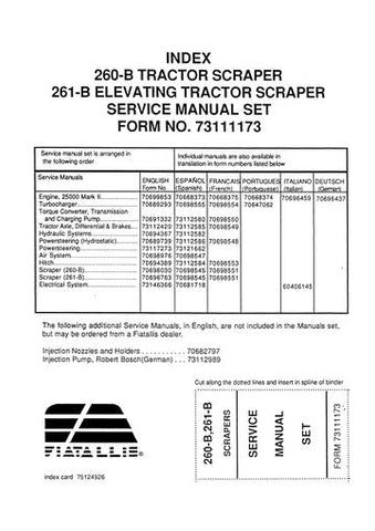 Service Manual - New Holland 260-B Tractor Scraper, 261-B Elevating Tractor Scraper 73111173