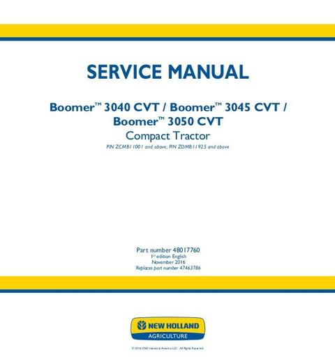 Service Manual - New Holland 3040 CVT 3045 CVT 3050 CVT Compact Tractor 48017760