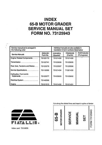 Service Manual - New Holland 65-B Motor Grader 73125943