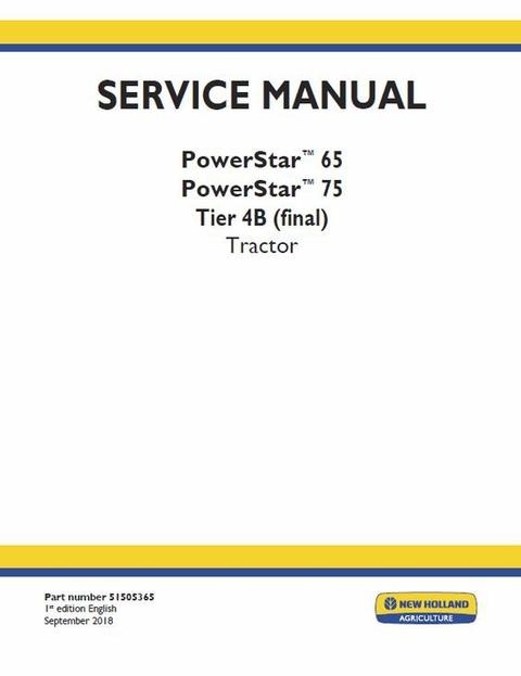 Service Manual - New Holland 65 75 Tier 4B (final) Tractor 51505365