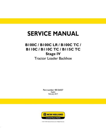 Service Manual - New Holland B100C B100C LR B100C TC B110C B110C TC B115C TC Stage IV Tractor Loader Backhoe 48126557