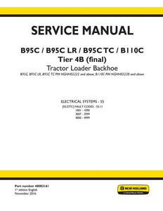 Service Manual - New Holland B95C Tractor Loader Backhoe Electrical System 48082161