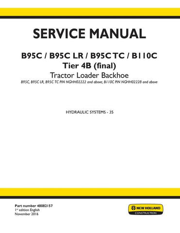 Service Manual - New Holland B95C, B110C Tier 4B (final) Tractor Loader Backhoe 48082157