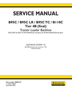 Service Manual - New Holland B95C, B110C Tier 4B (final) Tractor Loader Backhoe 48082159