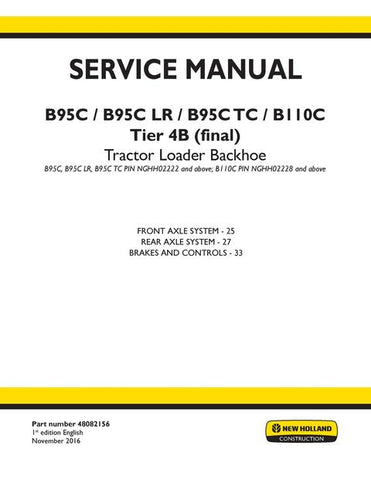 Service Manual - New Holland B95C, B95C LR, B95C TC, B110C Tier 4B (final) Tractor Loader Backhoe 48082156