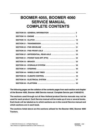 Service Manual - New Holland BOOMER 4055 BOOMER 4060 84242310