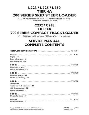 Service Manual - New Holland C232 C238 TIER 4A 200 SERIES COMPACT TRACK LOADER 47720775