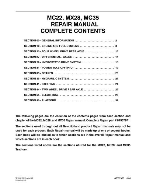 Service Manual - New Holland Commercial Mower MC22 MC28 MC35 87557971