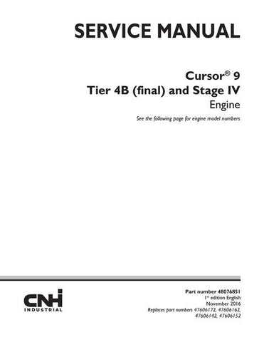 Service Manual - New Holland Cursor® 9 Tier 4B (final) and Stage IV Engine 48076851