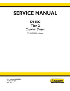 Service Manual - New Holland D125C Tier 2 Crawler Dozer 48080036