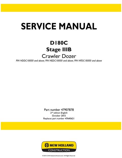 Service Manual - New Holland D180C Stage IIIB Crawler Dozer 47907878