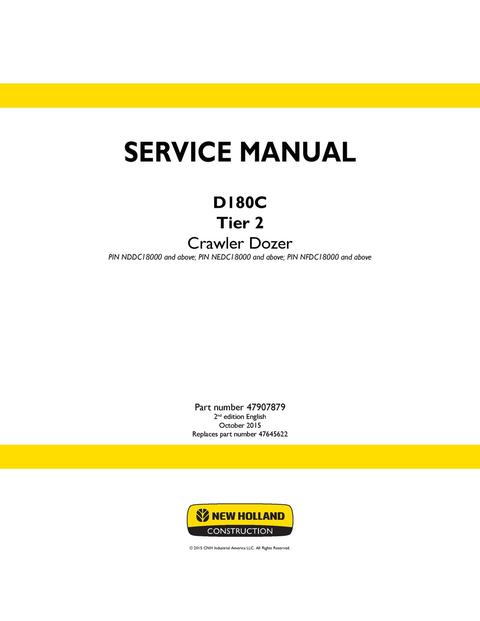 Service Manual - New Holland D180C Tier 2 Crawler Dozer 47907879