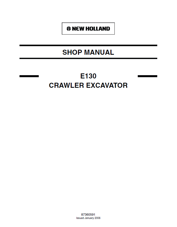 Service Manual - New Holland E130 Crawler EXCAVATOR 87360591