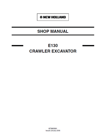 Service Manual - New Holland E130 Crawler EXCAVATOR 87360591