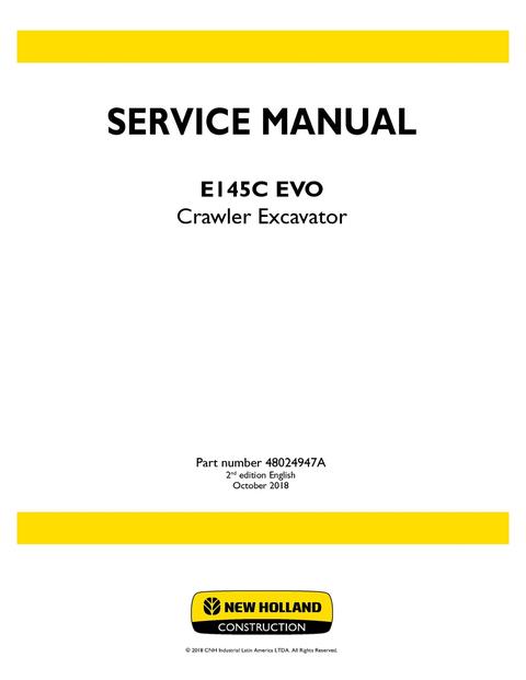 Service Manual - New Holland E145C EVO Crawler Excavator 48024947A