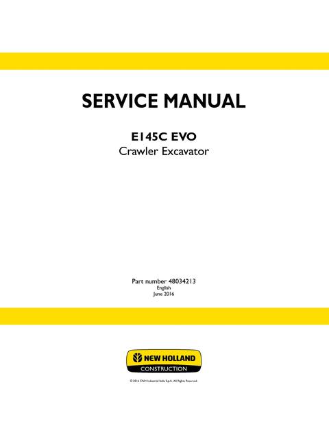 Service Manual - New Holland E145C EVO Crawler Excavator 48034213