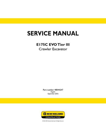 Service Manual - New Holland E175C EVO TIER III Crawler Excavator 48044247