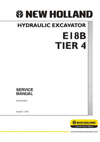 Service Manual - New Holland E18B TIER 4 Hydraulic Excavator S5PU0019E01