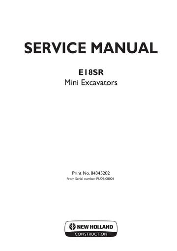 Service Manual - New Holland E18SR Mini Crawler Excavator 84345202_A4