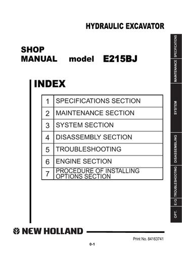 Service Manual - New Holland E215BJ Hydraulic Excavator 84163741