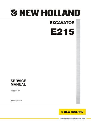 Service Manual - New Holland E215 Excavator 87360601NAR0