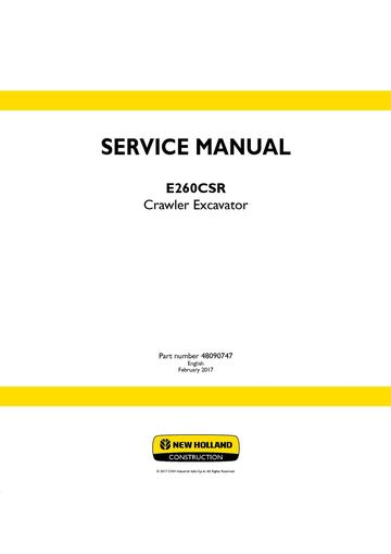 Service Manual - New Holland E260CSR Crawler Excavator 48090747