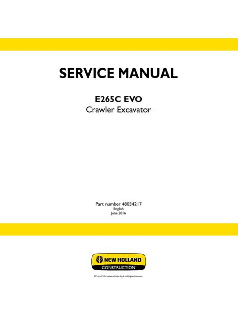 Service Manual - New Holland E265C EVO Crawler Excavator 48034217