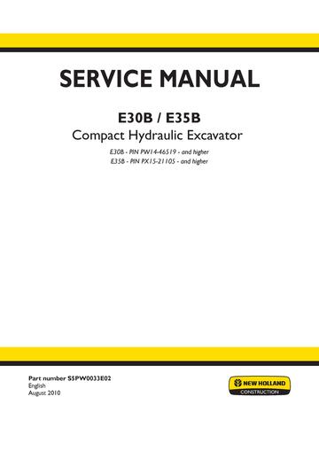 Service Manual - New Holland E30BSR, E35BSR COMPACT CRAWLER EXCAVATOR TIER 4 S5PW0033E02