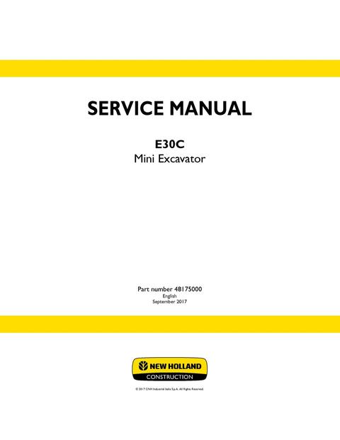 Service Manual - New Holland E30C Mini Excavator 48175000