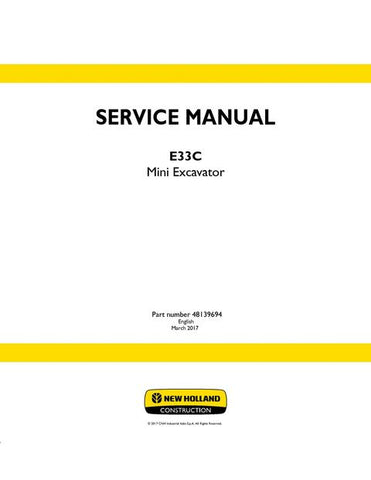 Service Manual - New Holland E33C Mini Excavator 48139694