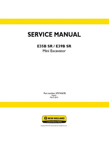 Service Manual - New Holland E35B SR E39B SR Mini Excavator 47574267B