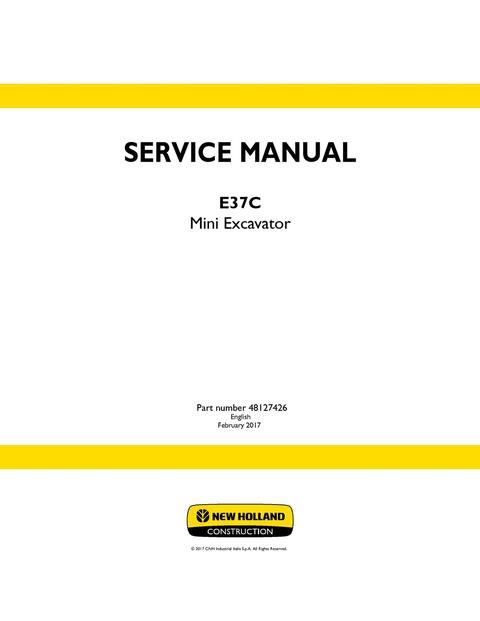 Service Manual - New Holland E37C Mini Excavator 48127426