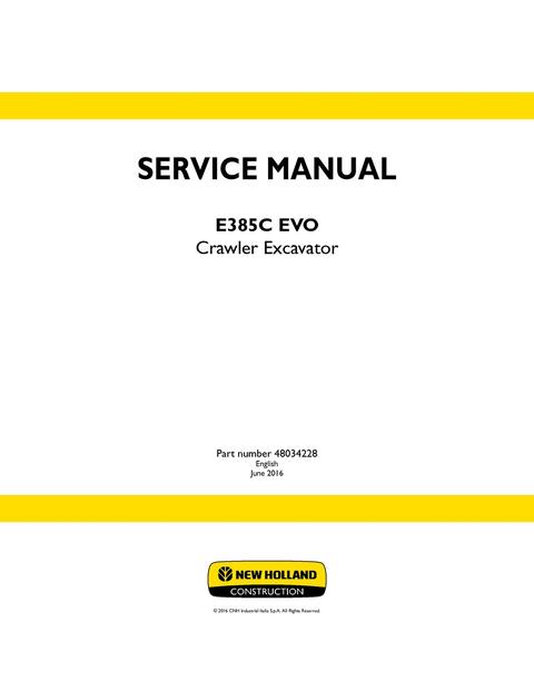 Service Manual - New Holland E385C EVO Crawler Excavator 48034228