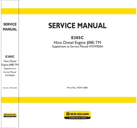 Service Manual - New Holland E385C J08E-UN Hino Diesel Engine Download