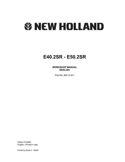 Service Manual - New Holland E40.2SR E50.2SR Mini Crawler Excavator 60413411