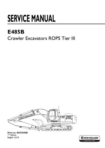 Service Manual - New Holland E485B ROPS Tier III Crawler Excavator 84392440A_A4