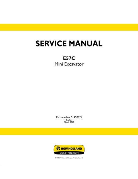 Service Manual - New Holland E57C Mini Excavator 51452079