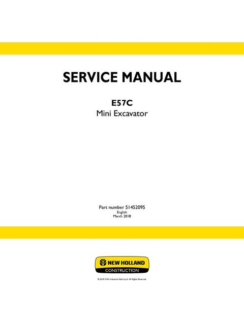 Service Manual - New Holland E57C Mini Excavator 51452095