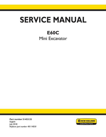 Service Manual - New Holland E60C Mini Excavator 51452135