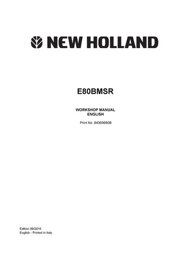 Service Manual - New Holland E80BMSR Midi Crawler Excavator 84365680B