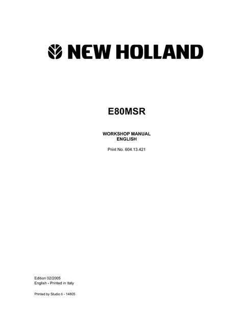 Service Manual - New Holland E80MSR Midi Crawler Excavator 60413421