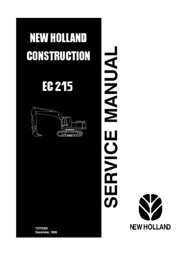 Service Manual - New Holland EC215 Hydraulic Excavator 73179384