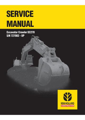 Service Manual - New Holland EC270 Crawler Excavator 73179390