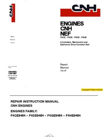 Service Manual - New Holland F4CE, F4DE, F4GE, F4HE Engine NEF CNH