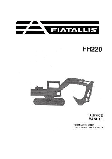 Service Manual - New Holland FH220 Hydraulic Excavator 73158522